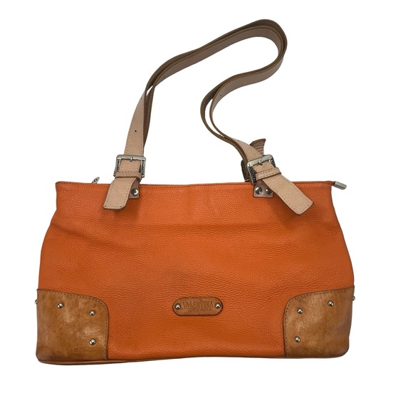 Valentina Orange and Tan Shoulder Bag - Picture 1 of 16